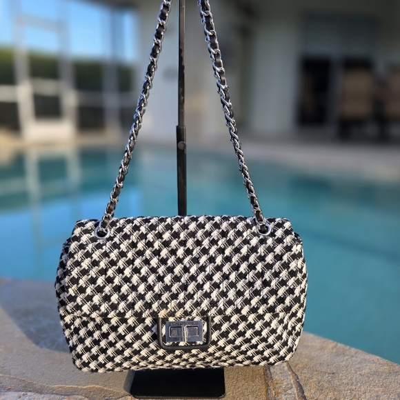 Karl Lagerfeld Tweed Houndstooth Shoulder/Crossbody Bag - Picture 4 of 14